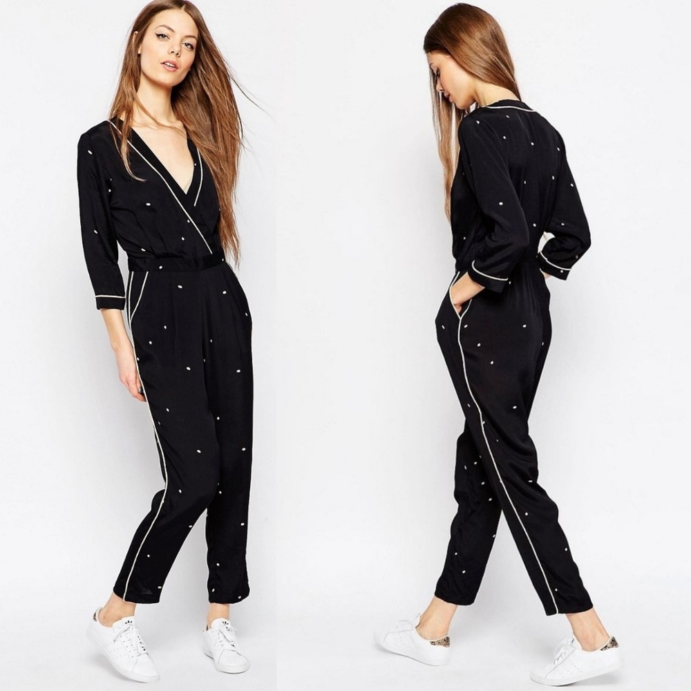 Dot wrap jumpsuit